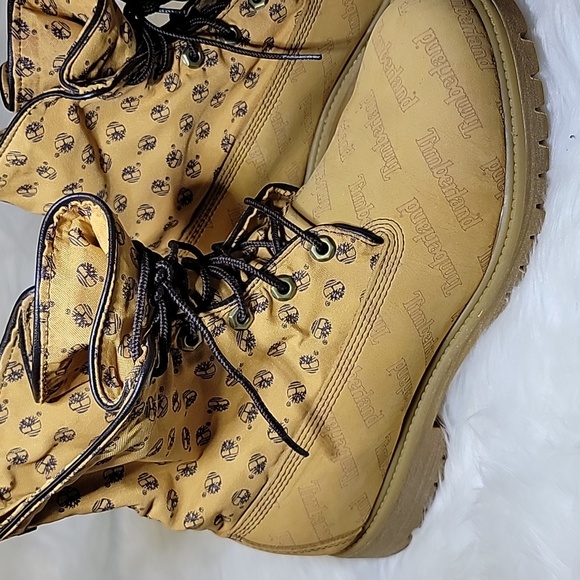 TIMBERLAND est 1973 Waterproof Men Roll up Camel Timberland Logo Print Size 9M - Picture 13 of 13